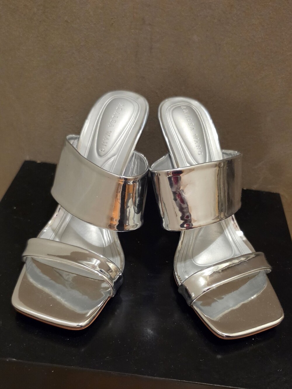 Azalea Wang Silver Metallic Block Heel Sandals